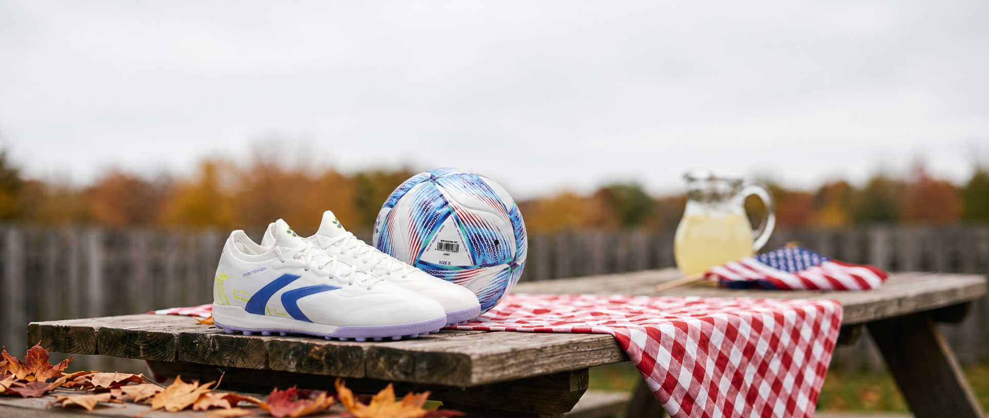 Packed soccer gear bag with jersey, cleats, socks, and ball ready for fall soccer season