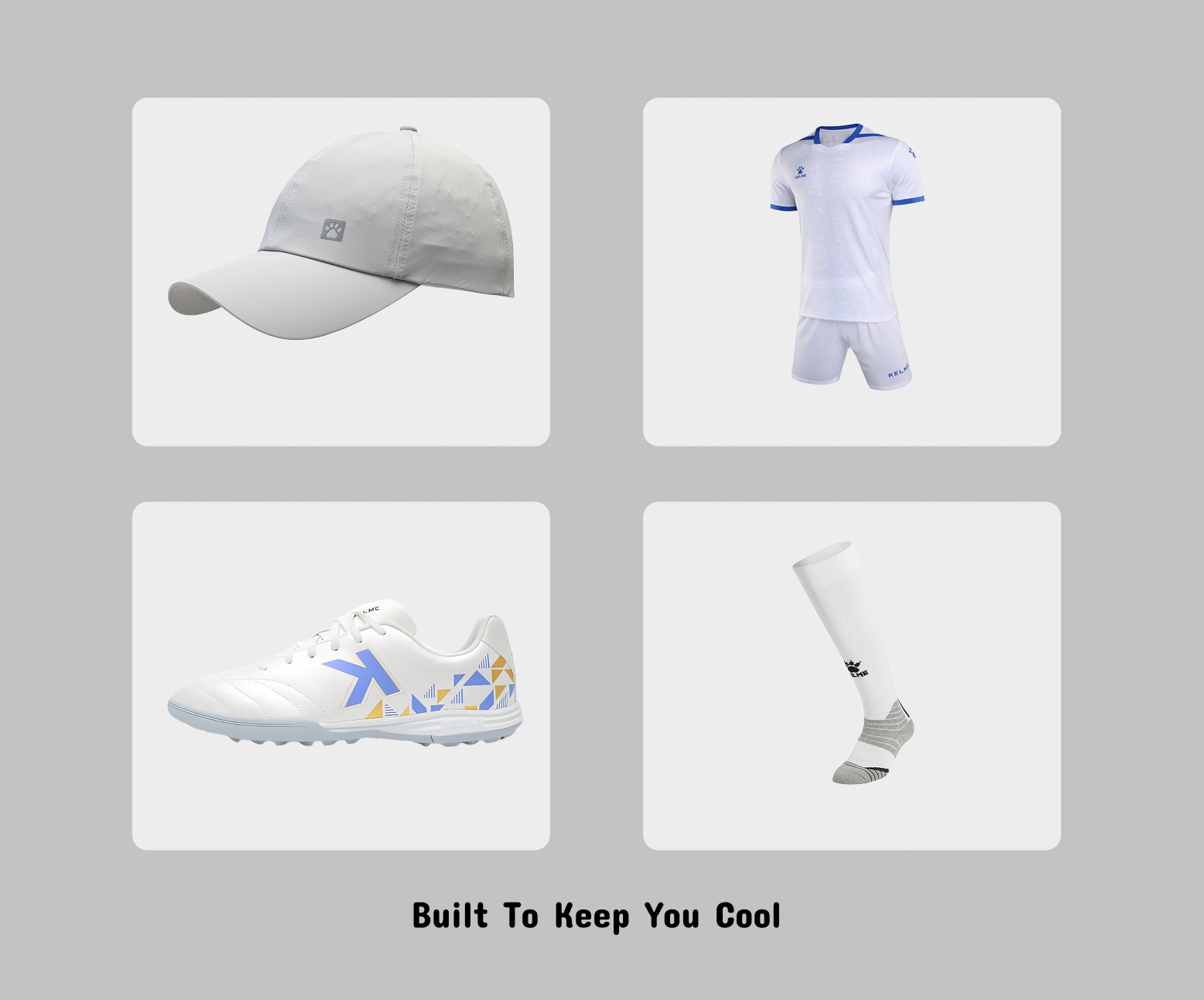 Summer Sun Session soccer cap, light gray with front logo and curved brim