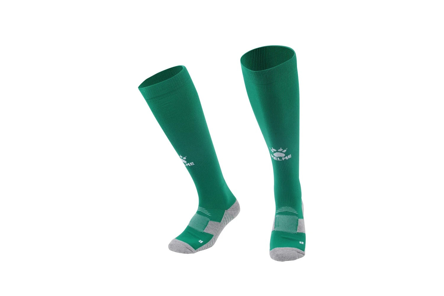 Kelme core futsal goalkeeper socks, green with gray toe and heel