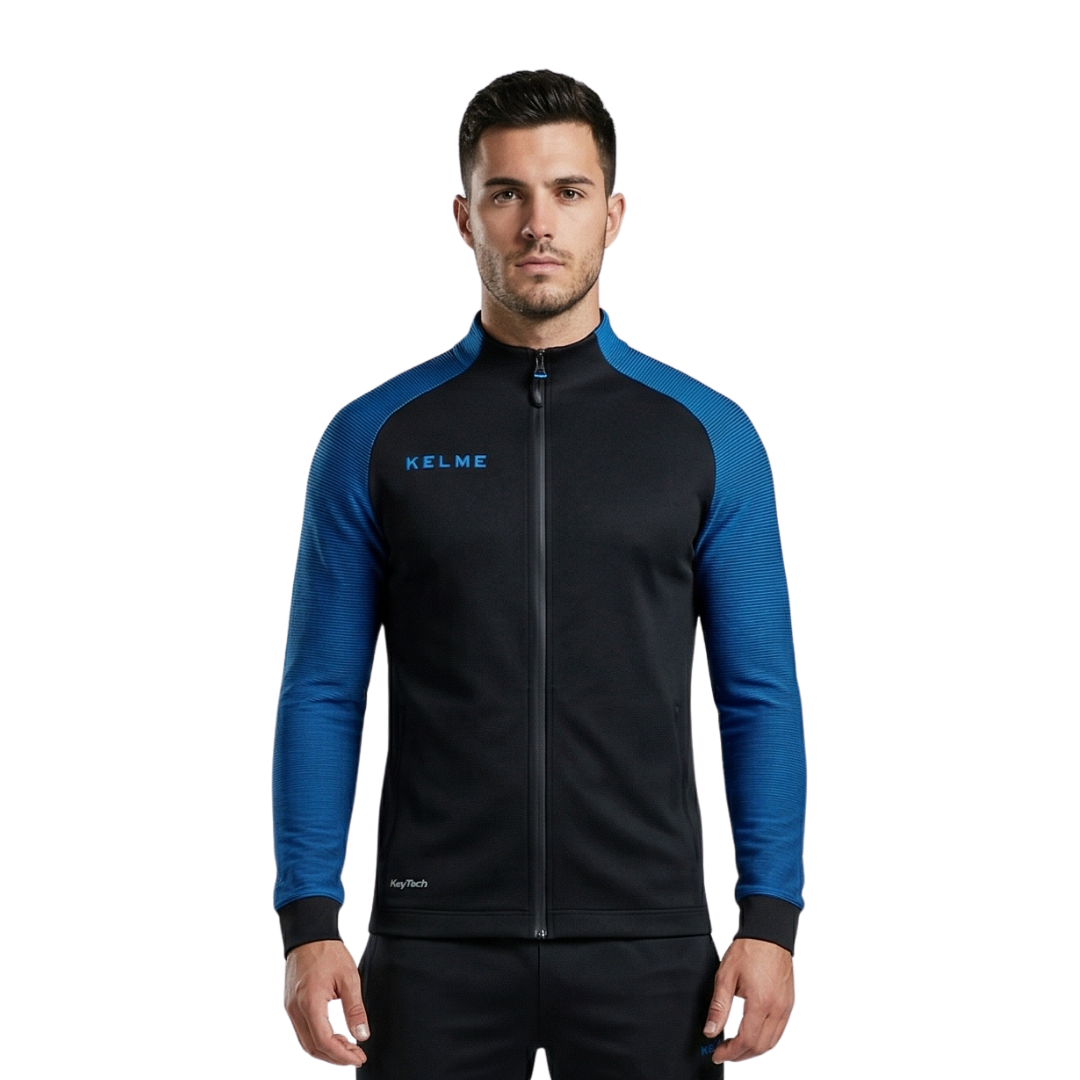 Kelme Men Training Jacket -3871300-XS-black /neon blue-Kelme USA