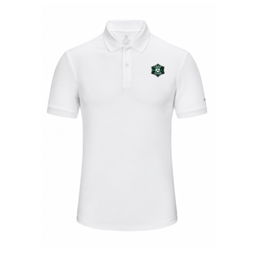 Kelme white short-sleeve polo shirt with button placket and chest crest